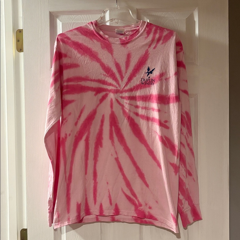Pink Tie Dye Long Sleeve Duplin Winery T-Shirt